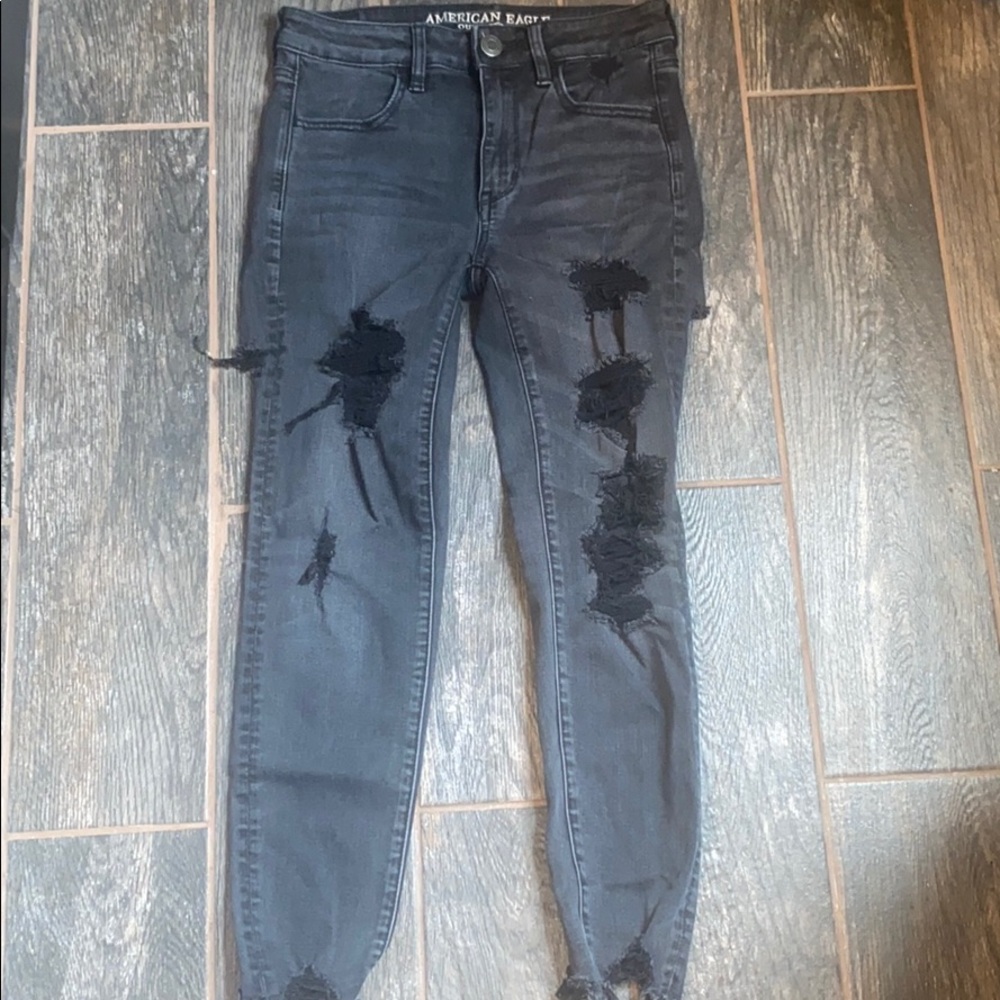 high rise super stretch black jeans Size:4 Short